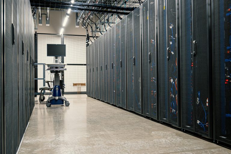 Server racks at a data center